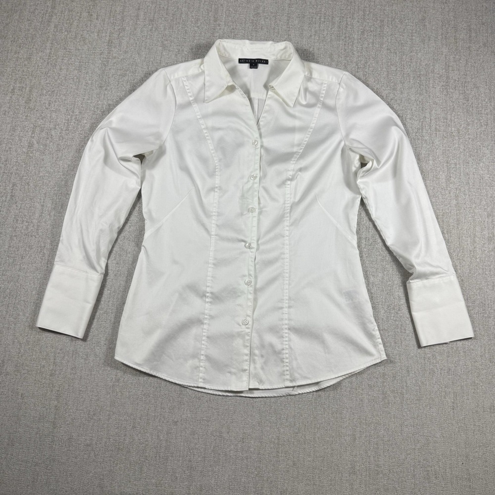 Antonio Melani White Size Medium Button Down Long Sleeve Blouse